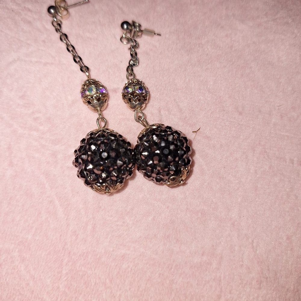 Chic Black and Silver Drop Earrings